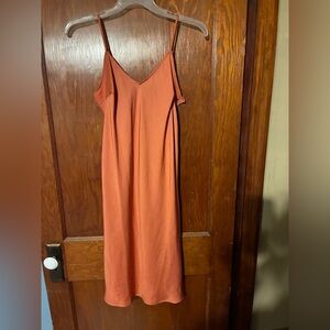 Elegant Coral-Orange Slip Dress